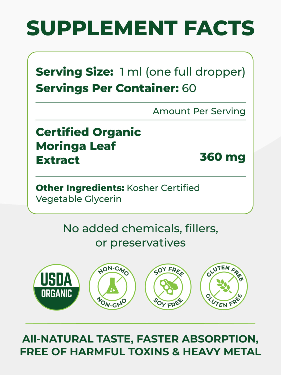 Moringa Leaf Extract Drops Pura Vida 2fl oz (60ml)