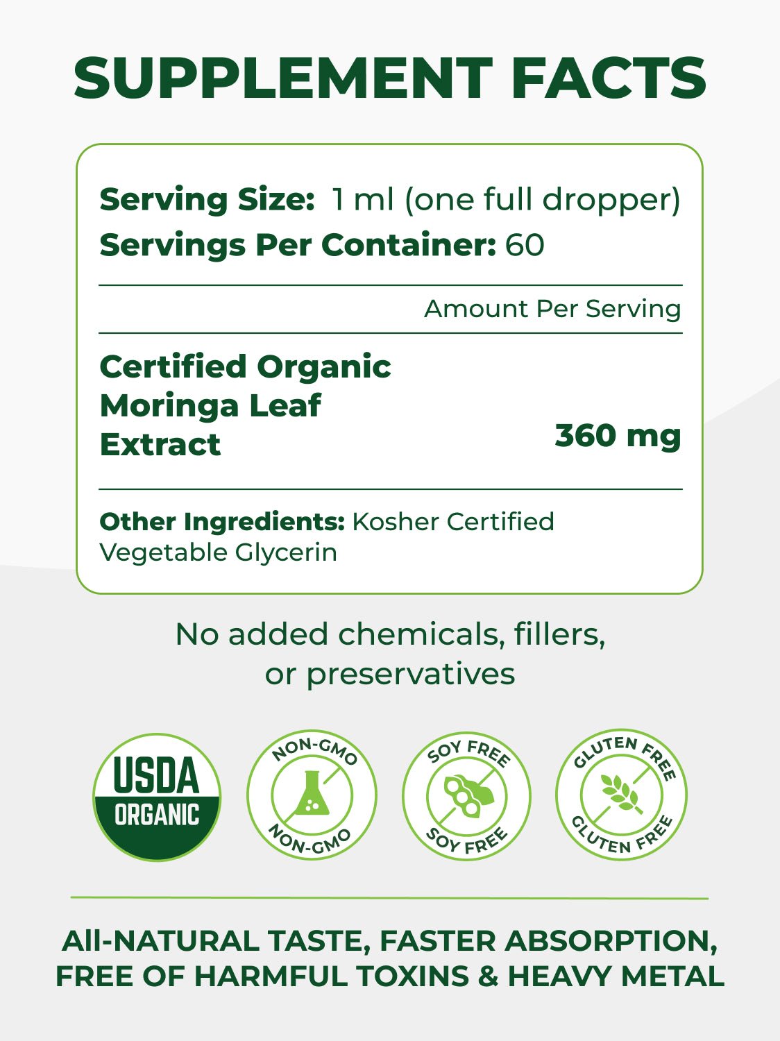Moringa Leaf Extract Drops Pura Vida 2fl oz (60ml) - Pura Vida Moringa