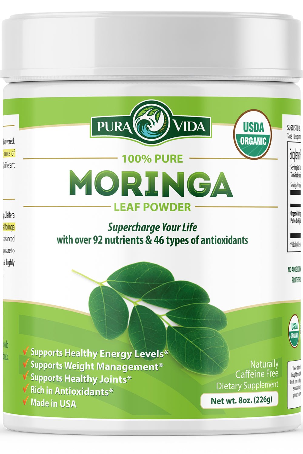 Moringa Powder Pura Vida 8oz (226g) - Pura Vida Moringa
