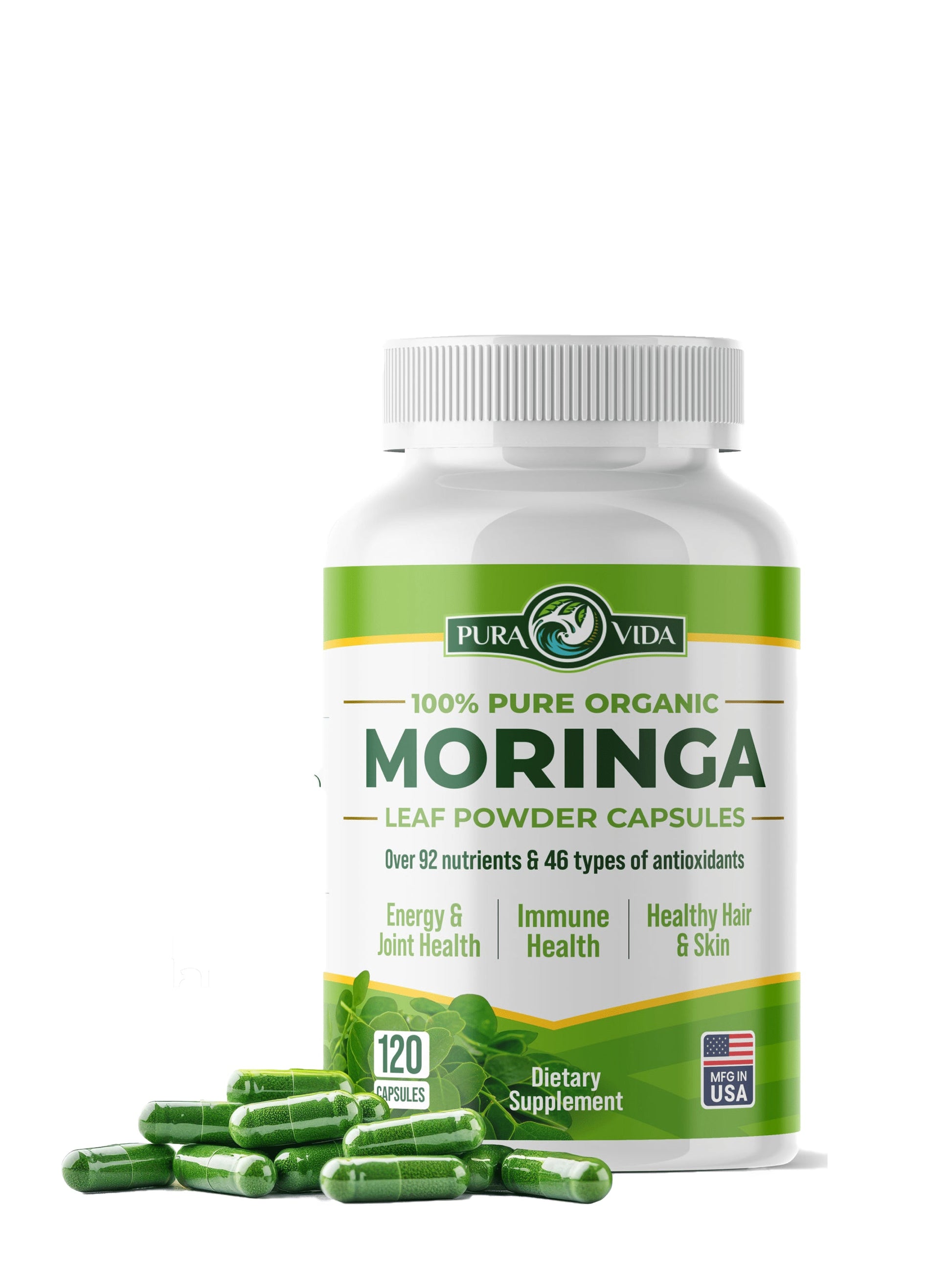 Pura Vida Moringa Capsules 500mg (120 Capsules) (LP1) - Pura Vida Moringa