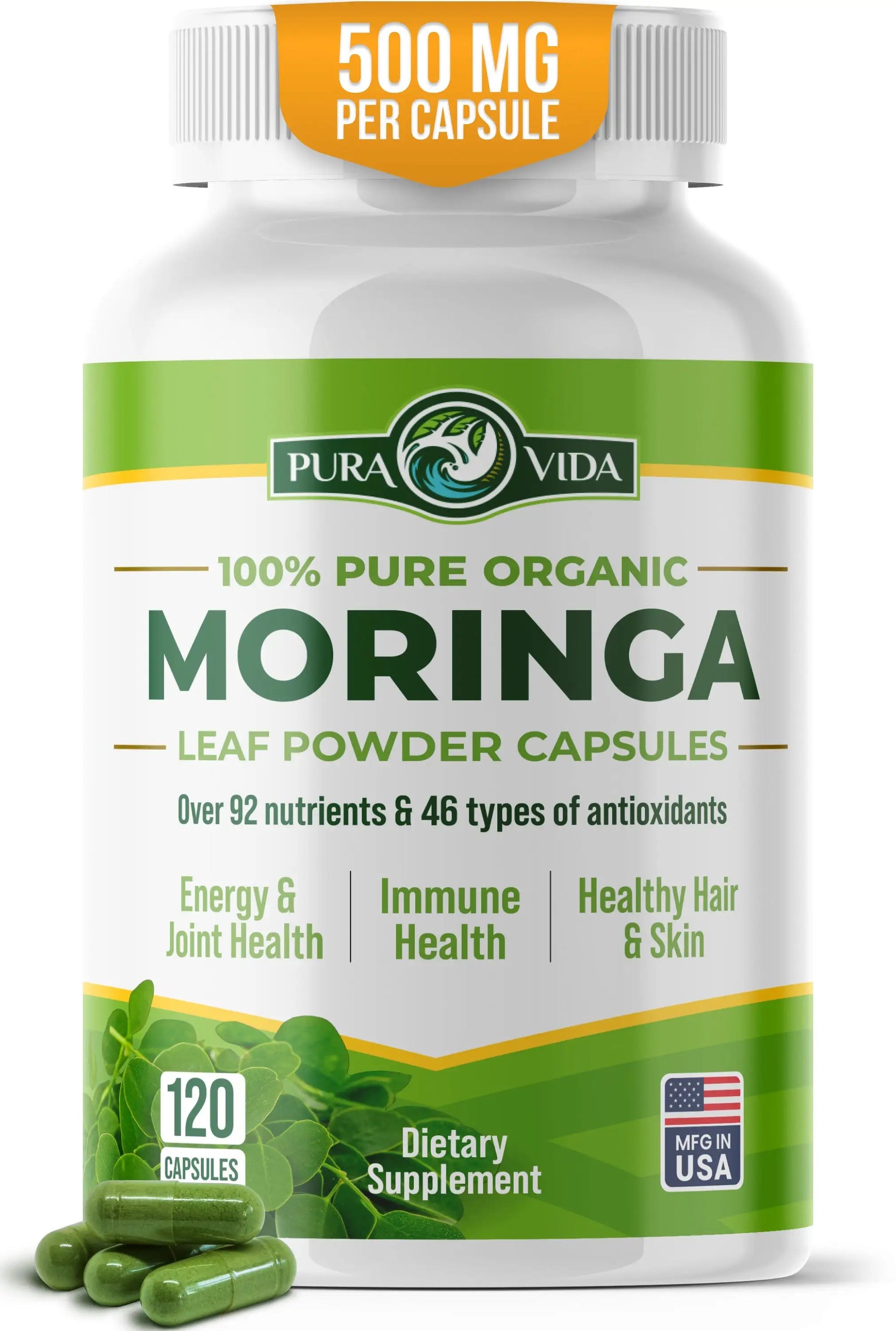 Pura Vida Moringa Capsules 500mg (120 Capsules) (LP1) - Pura Vida Moringa