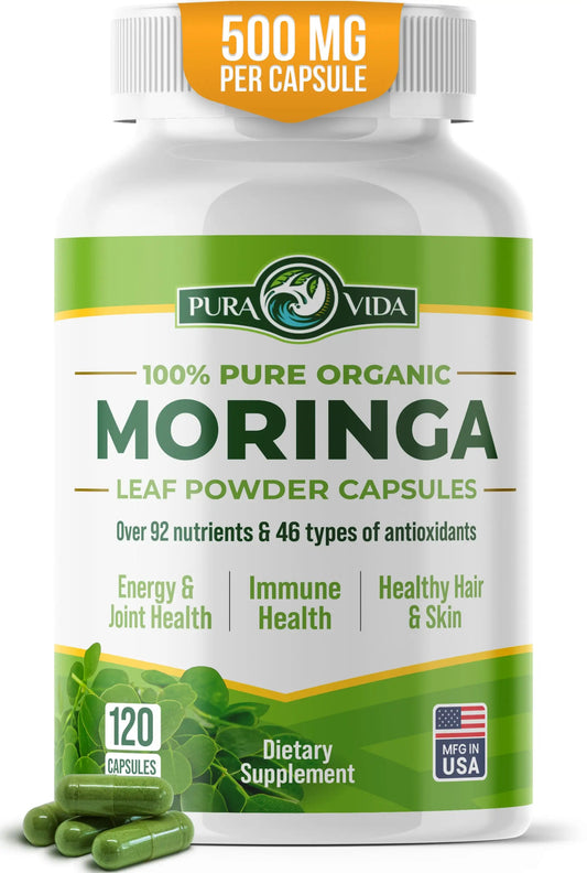 Pura Vida Moringa Capsules 500mg (120 Capsules) (LP1) - Pura Vida Moringa