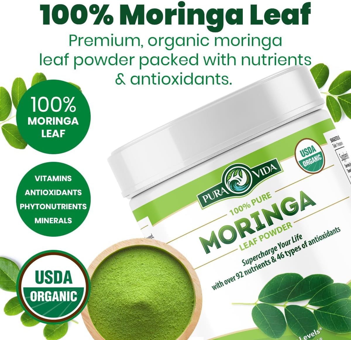 Moringa Leaf Powder Pura Vida 8oz (226g) (Offer)