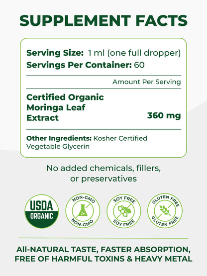 Moringa Leaf Extract Drops Pura Vida 2fl oz (60ml)
