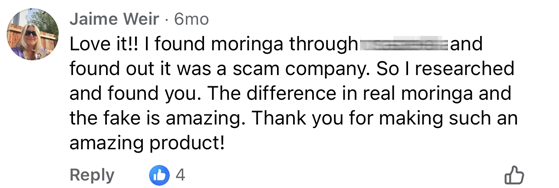 Customer review screenshot