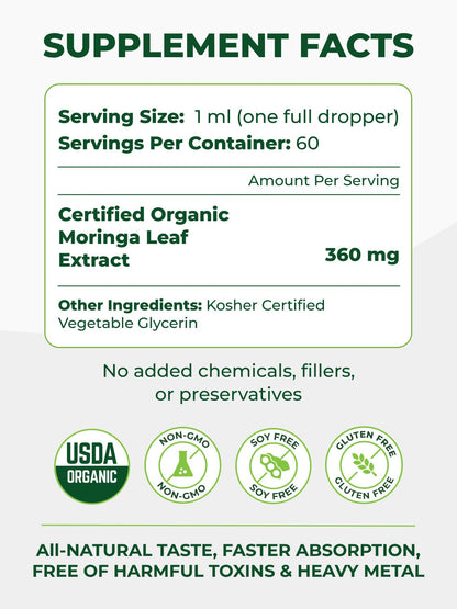 Moringa Leaf Extract Drops Pura Vida 2fl oz (60ml) - Pura Vida Moringa