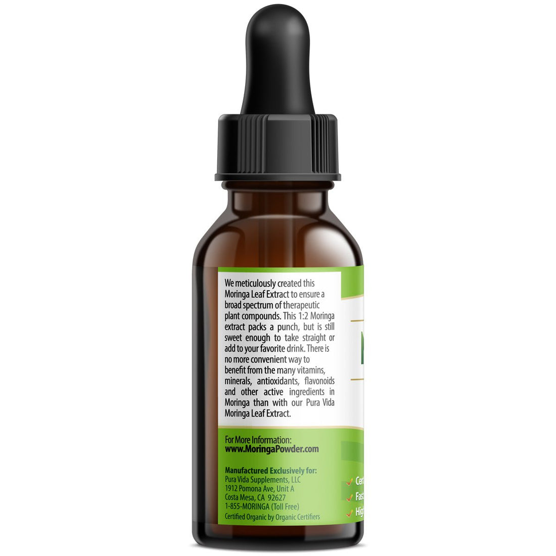 Moringa Leaf Extract Drops Pura Vida 2fl oz (60ml) - Pura Vida Moringa