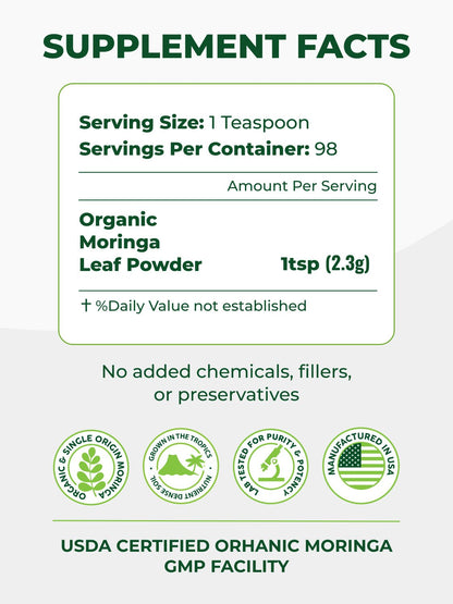 Moringa Leaf Powder Pura Vida 8oz (226g) - Pura Vida Moringa