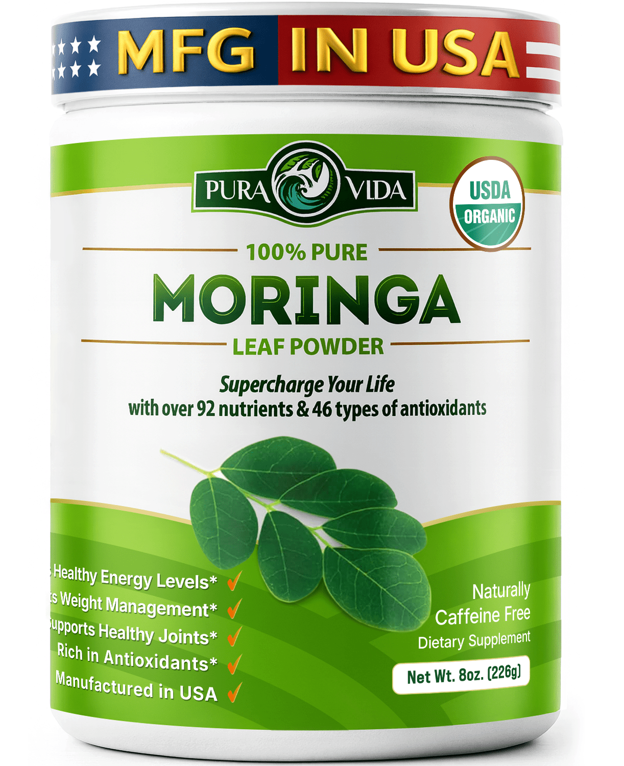 Moringa Powder Pura Vida 8oz (226g) - Pura Vida Moringa