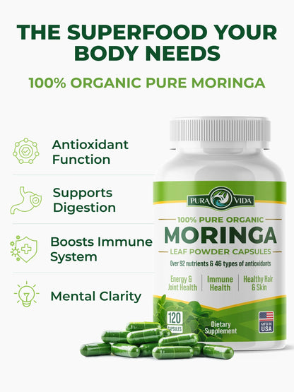 Pura Vida Moringa Capsules 500mg (120 Capsules) (LP1) - Pura Vida Moringa